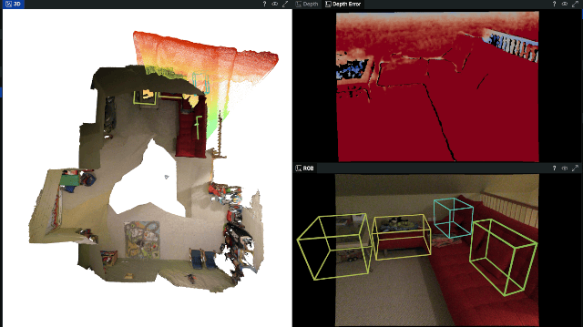 Map-Det3D scene reconstruction, depth estimation, and 3D object detection results